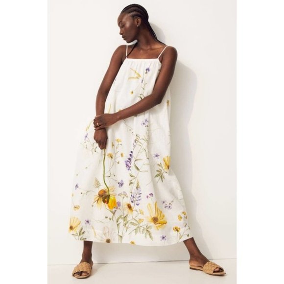 LAST DAY - H&M Wildflower Linen Blend Floral Dress - Picture 5 of 10
